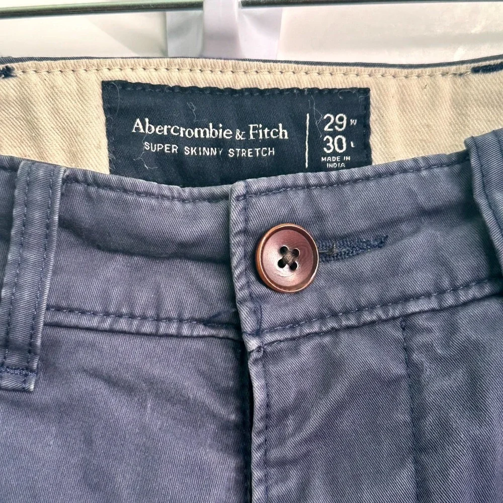 Abercrombie & Fitch Chino Pants Mens 29x30 Navy Stretch Super Skinny Leg Classic